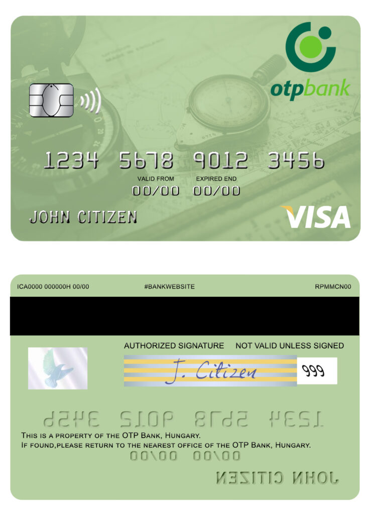 Editable Hungary OTP Bank visa card Templates in PSD Format