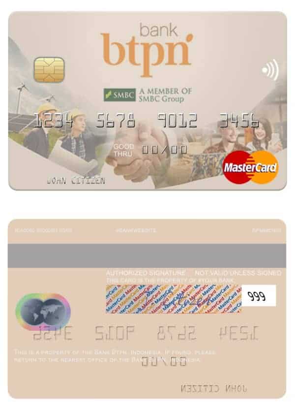 Editable Indonesia Bank BTPN mastercard Templates in PSD Format