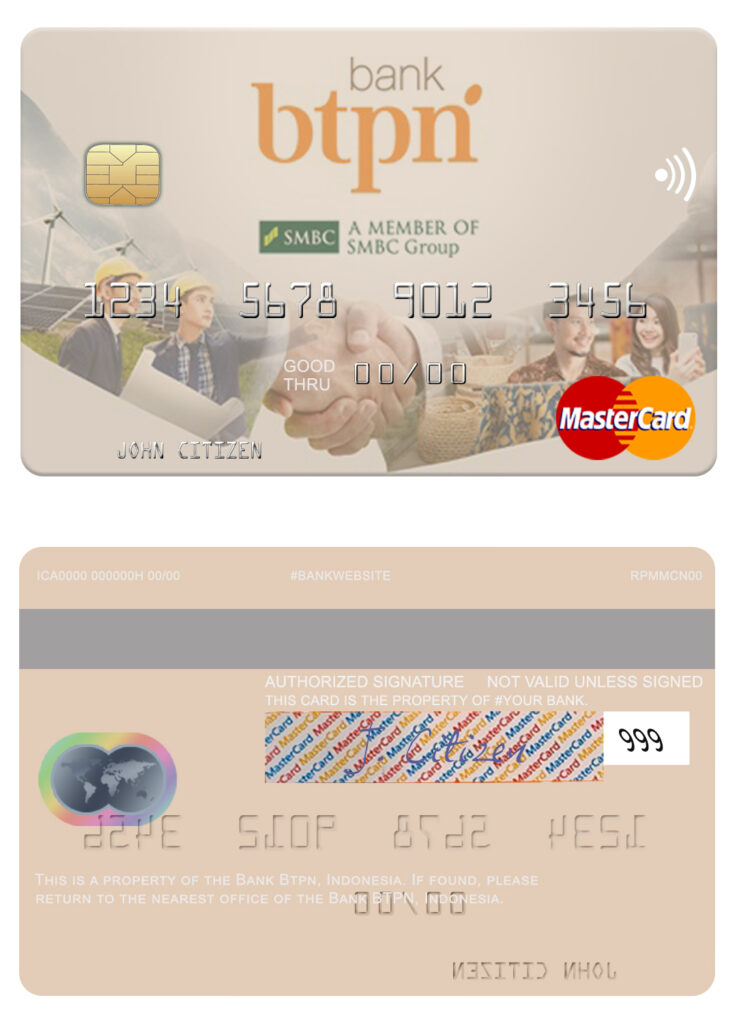 Editable Indonesia Bank BTPN mastercard Templates