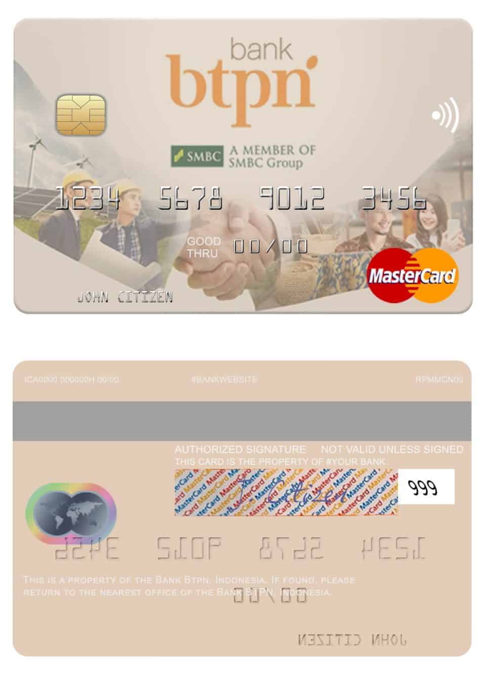 Editable Indonesia Bank BTPN mastercard Templates in PSD Format