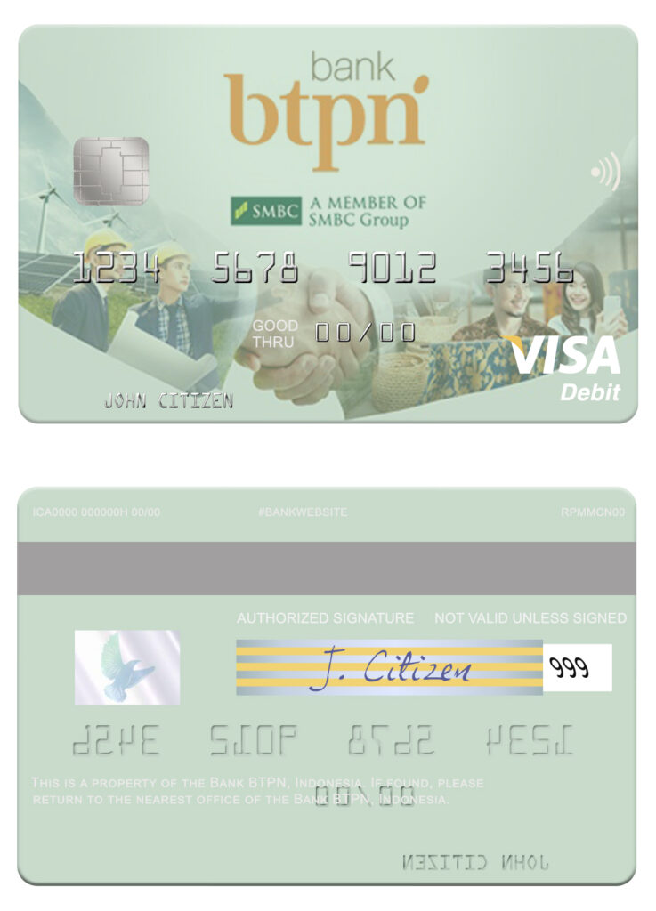 Fillable Indonesia Bank BTPN visa card Templates | Layer-Based PSD