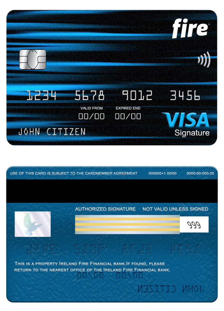 Editable Ireland Fire Financial Services Limited the Observatory bank visa signature card Templates in PSD Format