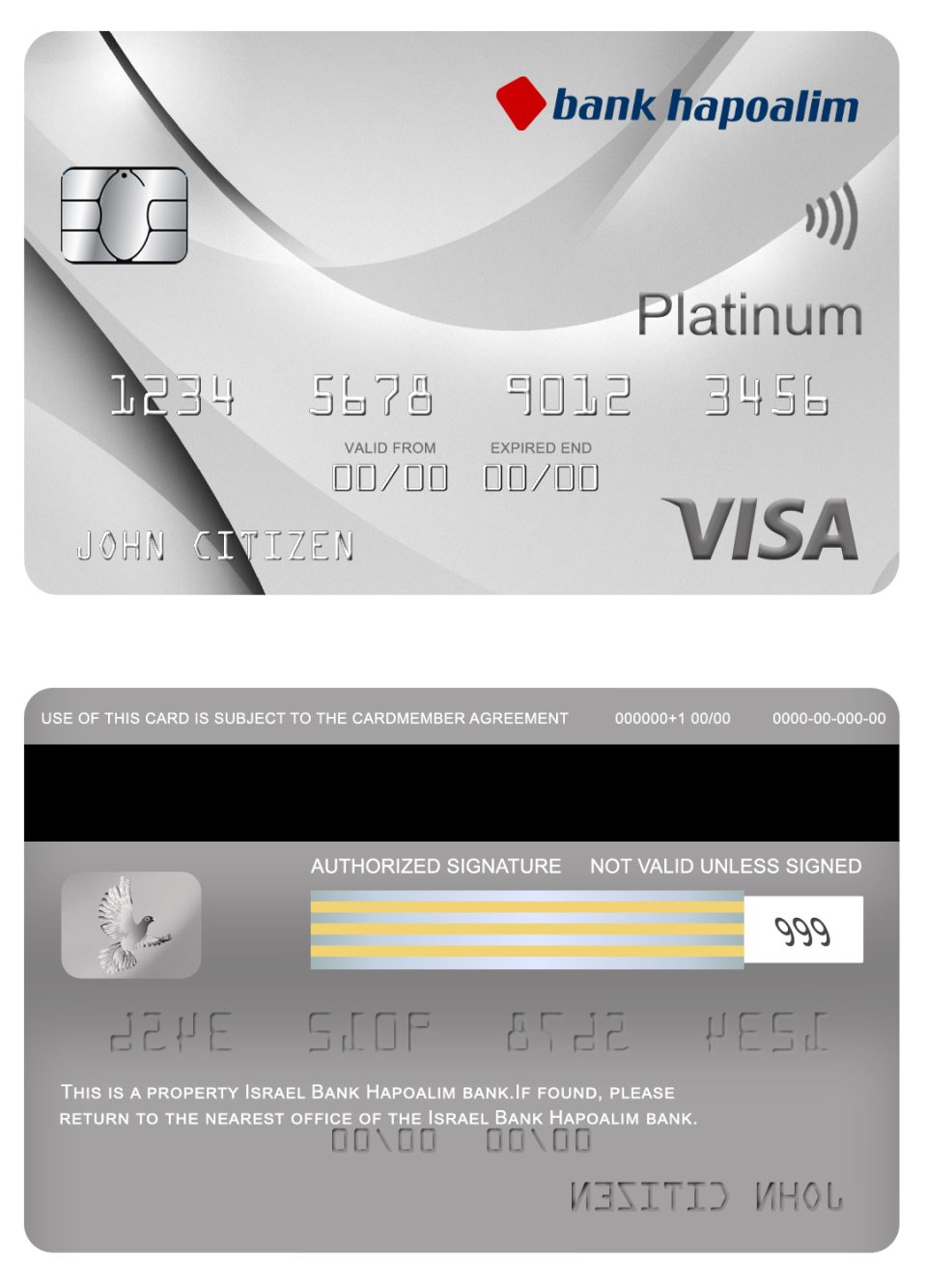 Fillable Israel Bank Hapoalim visa platinum card Templates | Layer-Based PSD