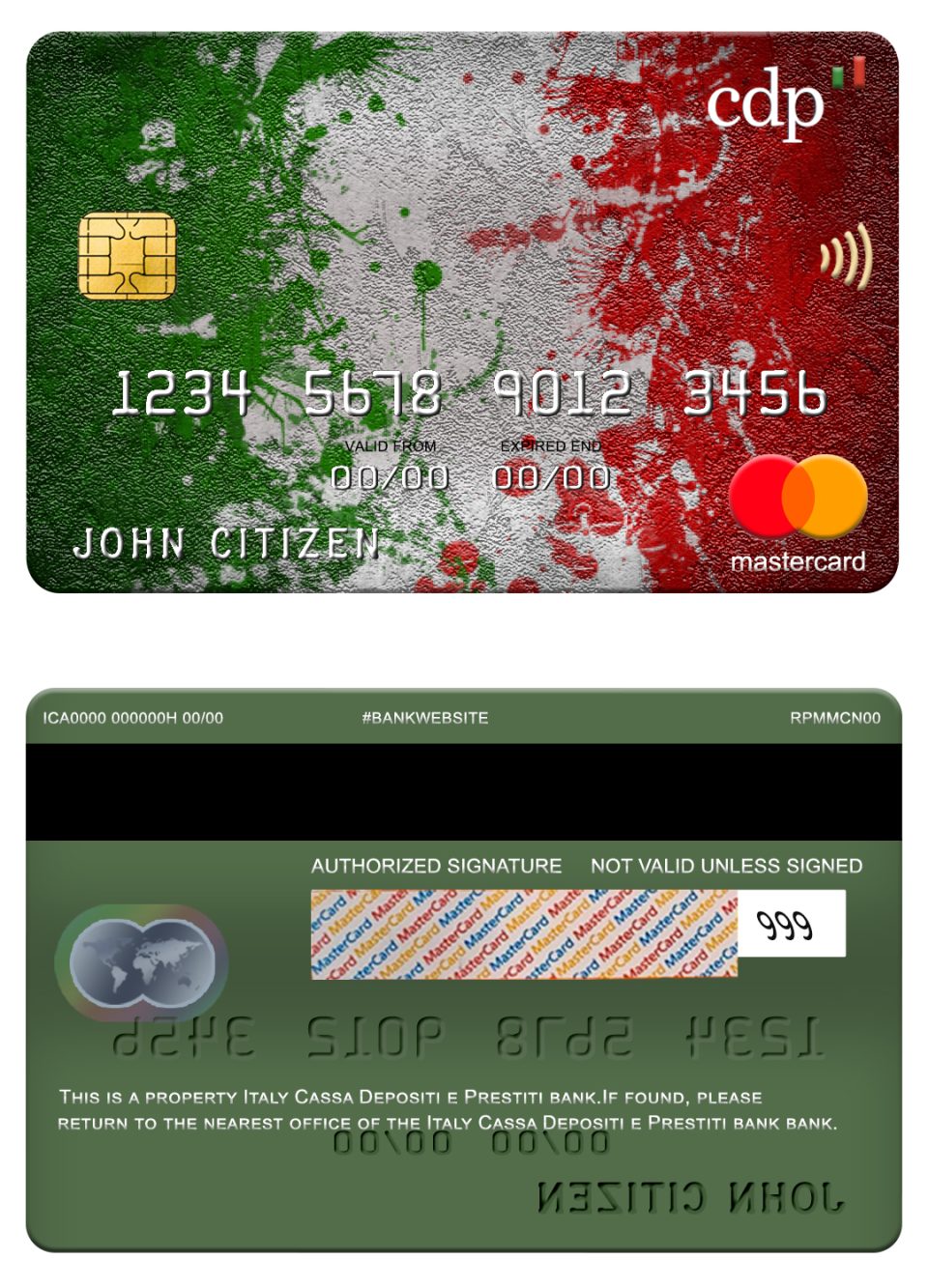 Fillable Italy Cassa Depositi e Prestiti bank mastercard Templates | Layer-Based PSD
