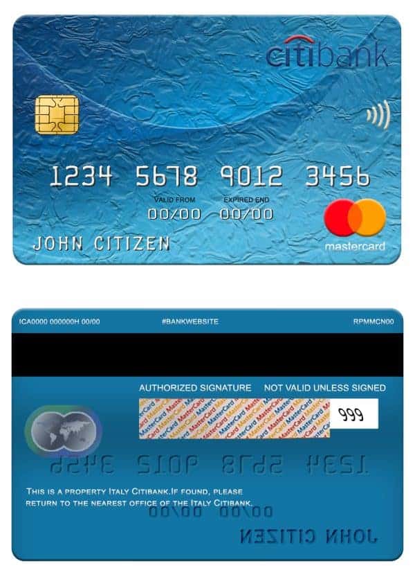 Fillable Italy Citibank mastercard Templates | Layer-Based PSD