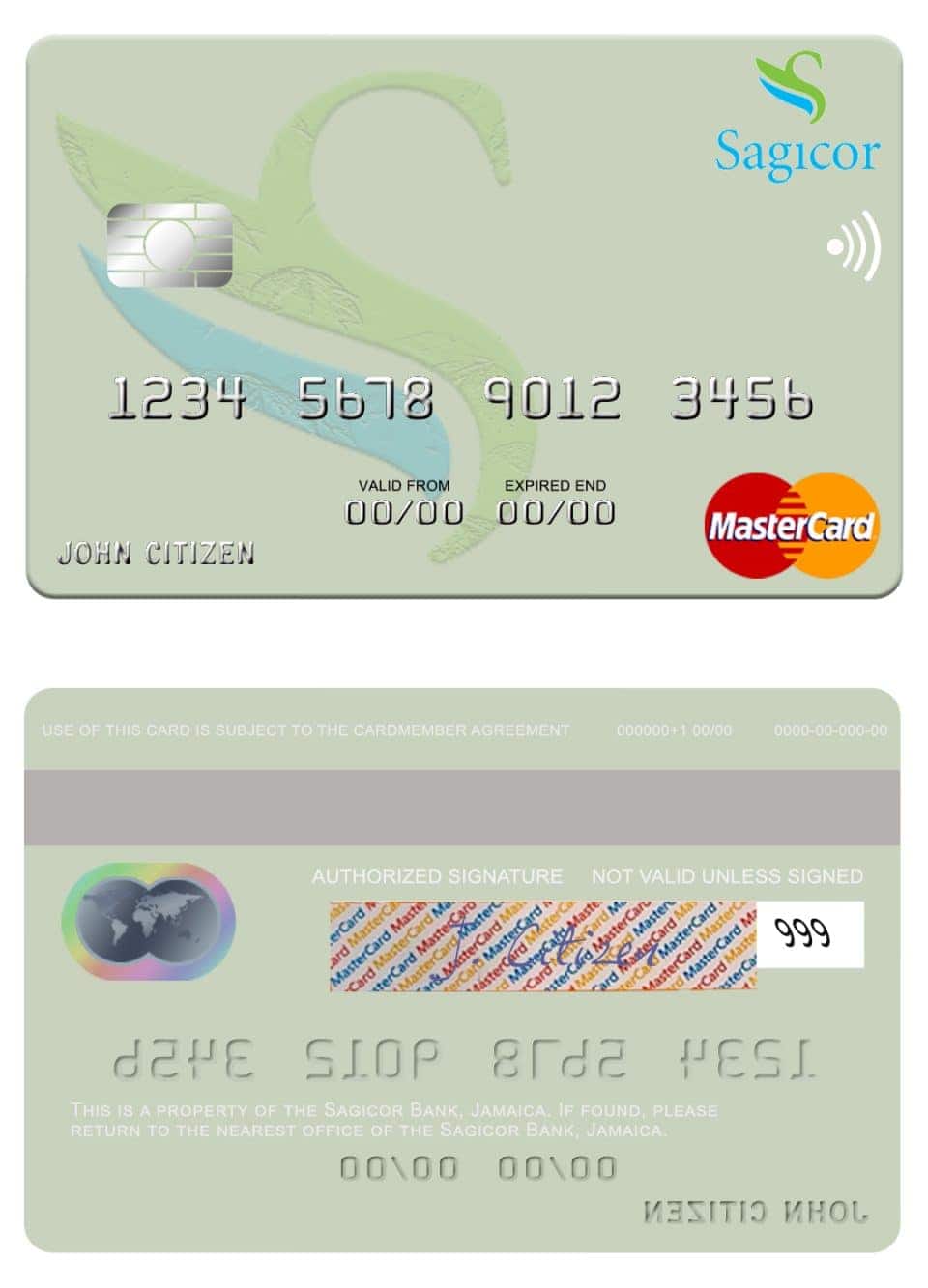 Editable Jamaica Sagicor Bank mastercard Templates in PSD Format