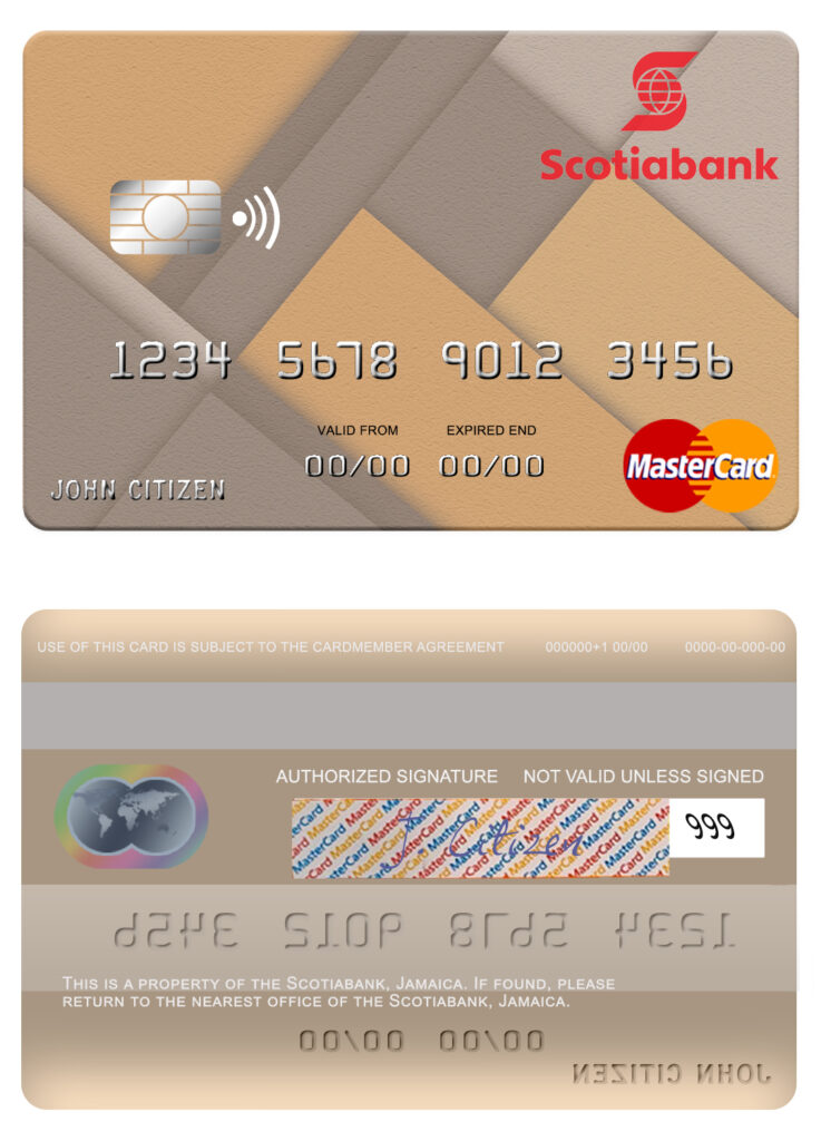 Fillable Jamaica Scotiabank mastercard Templates | Layer-Based PSD