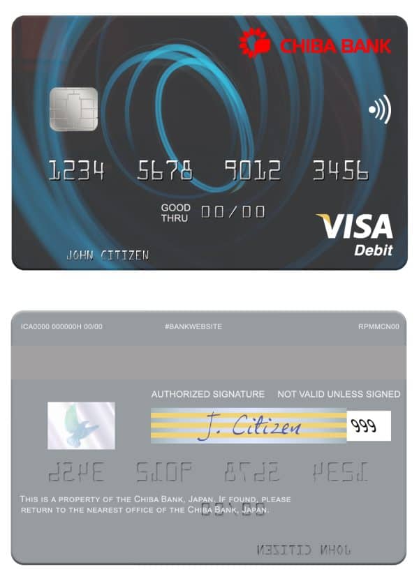 Editable Japan Chiba Bank visa card Templates in PSD Format