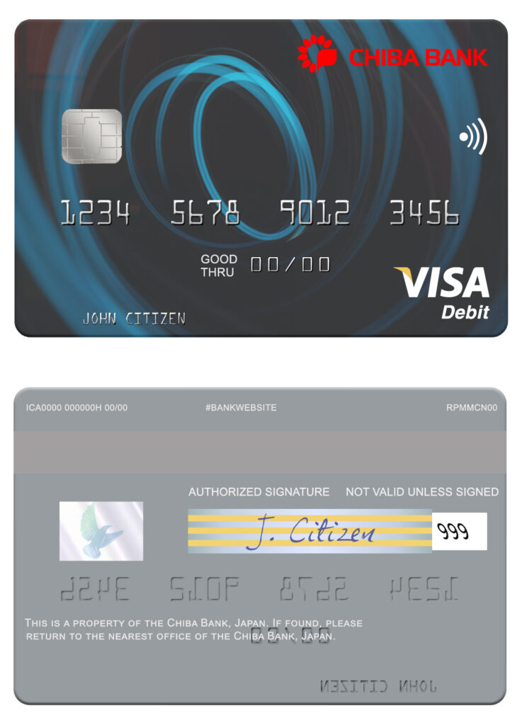 Editable Japan Chiba Bank visa card Templates