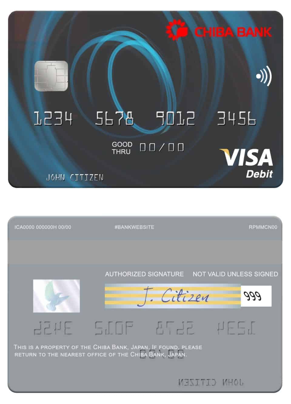 Editable Japan Chiba Bank visa card Templates in PSD Format