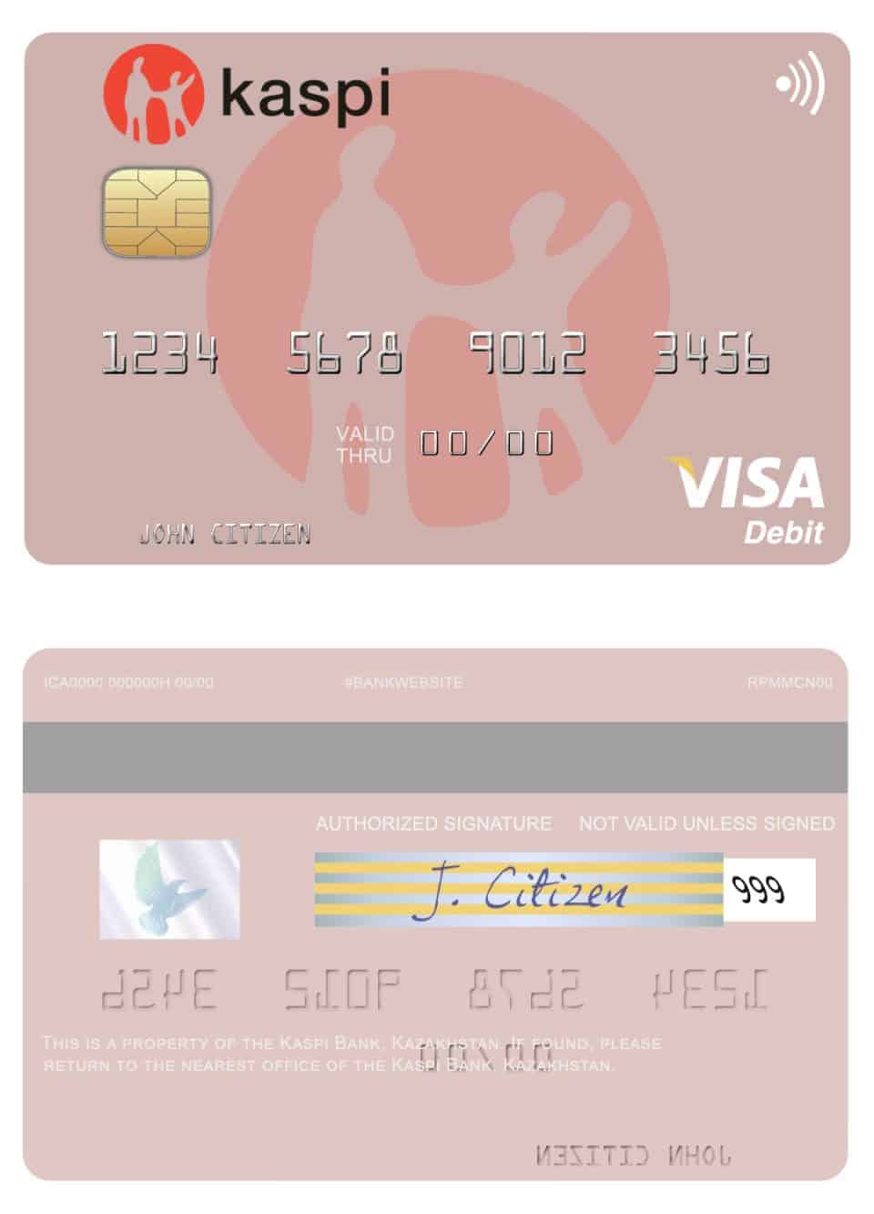 Fillable Kazakhstan Kaspi Bank visa card Templates | Layer-Based PSD