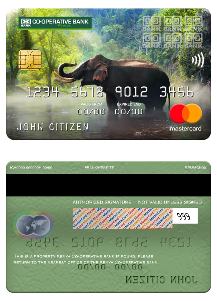 Editable Kenya Co-operative bank of Kenya mastercard Templates in PSD Format