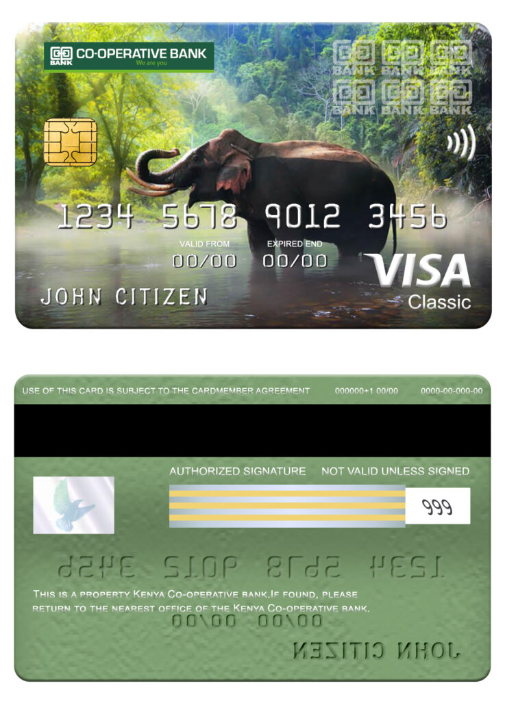 Fillable Kenya Co-operative bank of Kenya visa classic card Templates | Layer-Based PSD