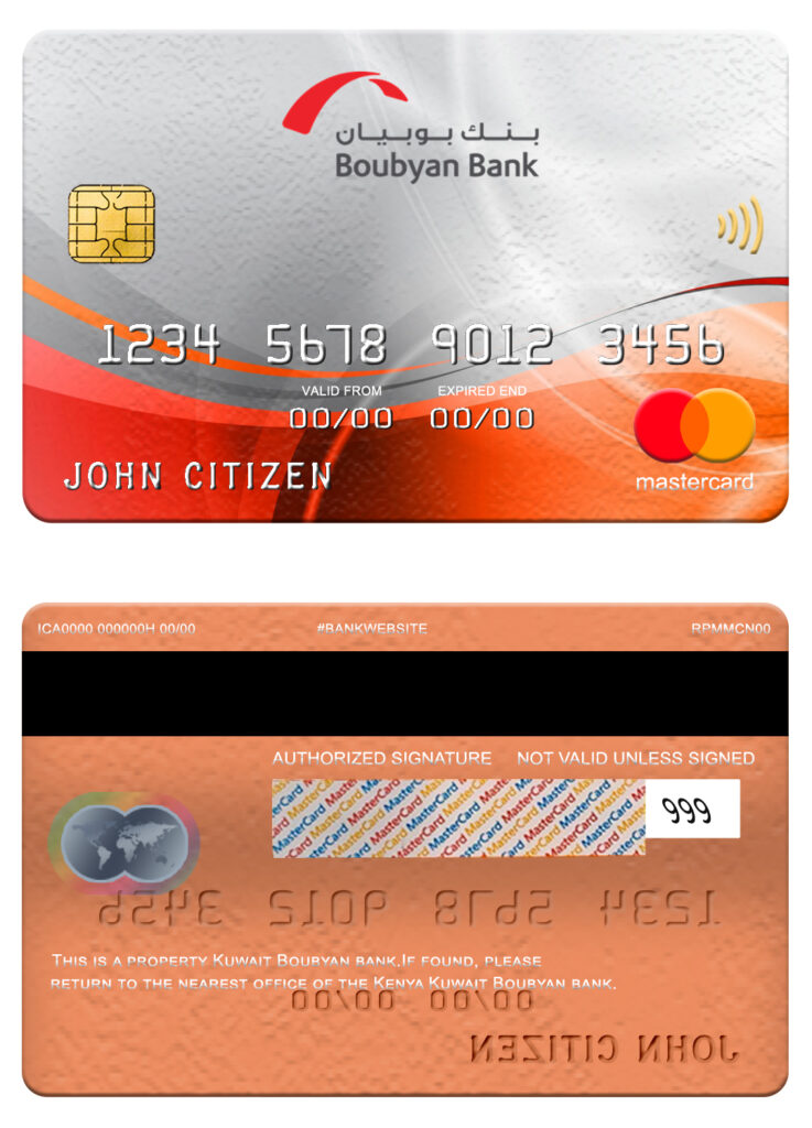 Editable Kuwait Boubyan bank mastercard Templates