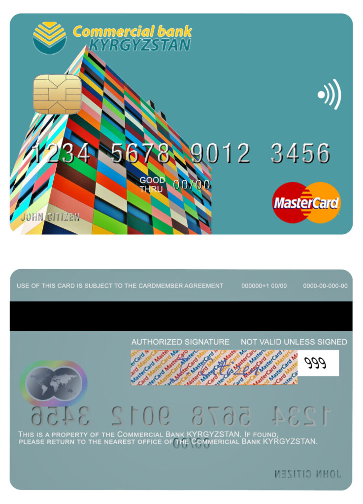 Editable Kyrgyzstan Commercial Bank mastercard Templates in PSD Format