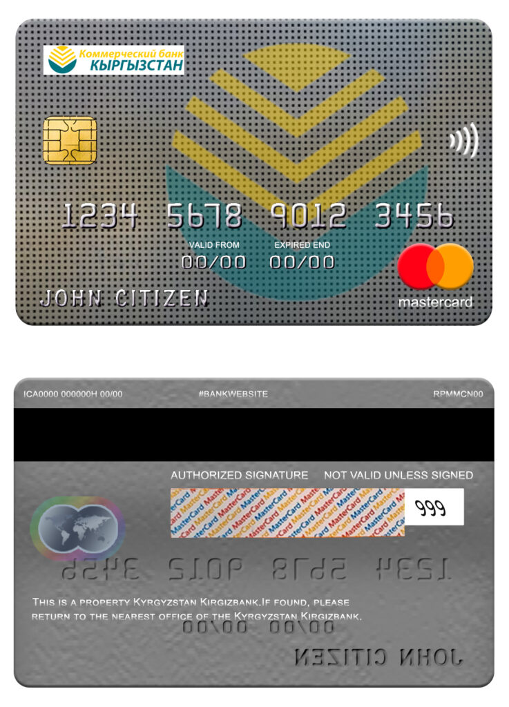 Editable Kyrgyzstan Kirgizbank mastercard Templates in PSD Format
