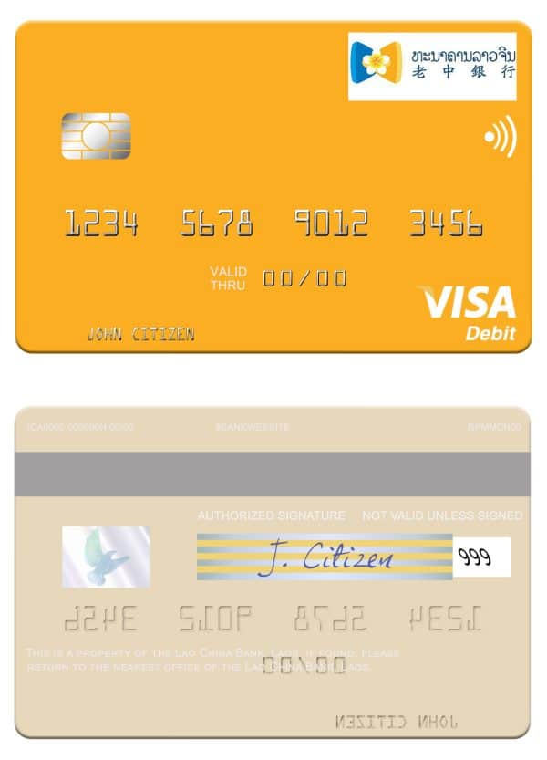 Editable Laos Lao China Bank visa card Templates in PSD Format