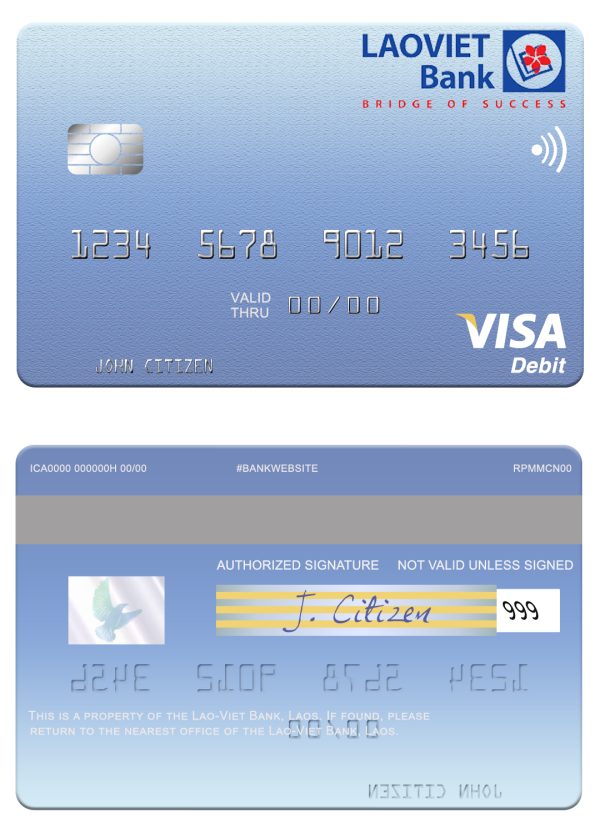 Editable Laos Lao-Viet visa card Templates in PSD Format