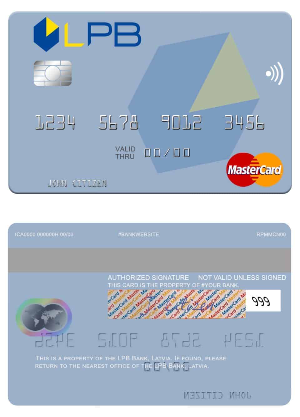 Fillable Latvia LPB Bank mastercard Templates | Layer-Based PSD