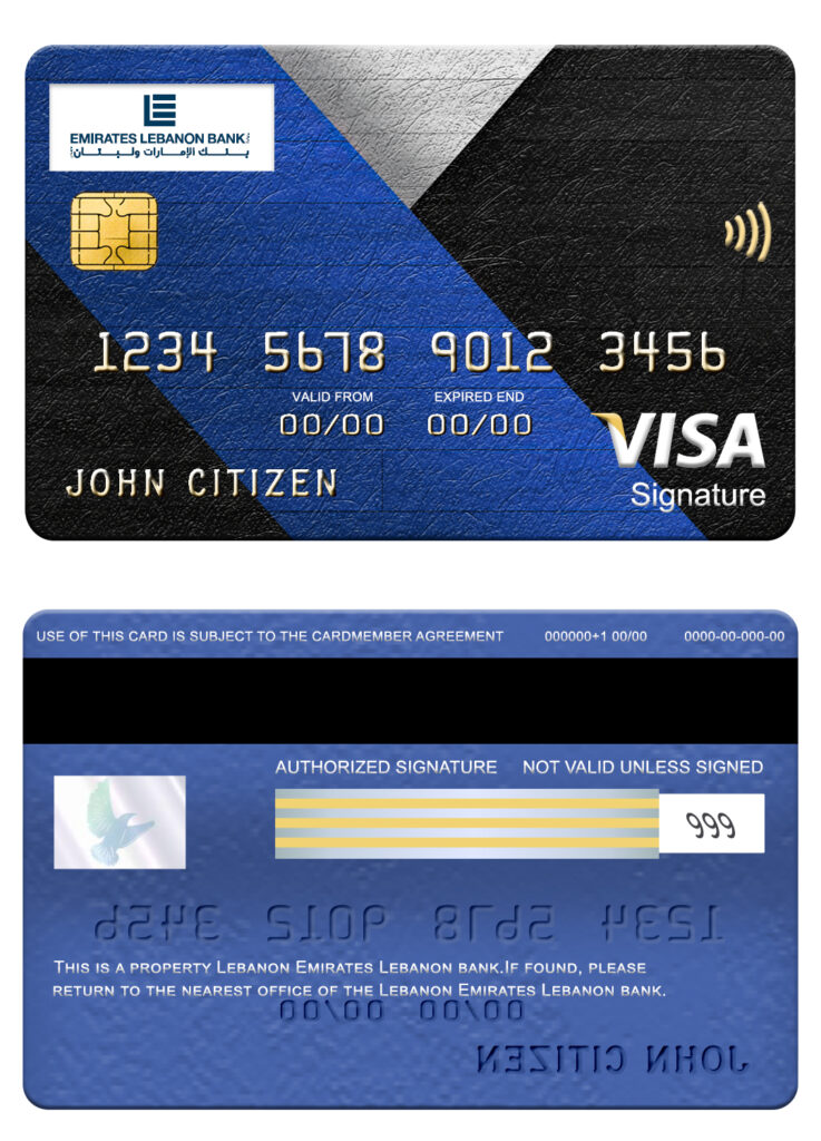 Fillable Lebanon Emirates Lebanon bank visa signature card Templates | Layer-Based PSD