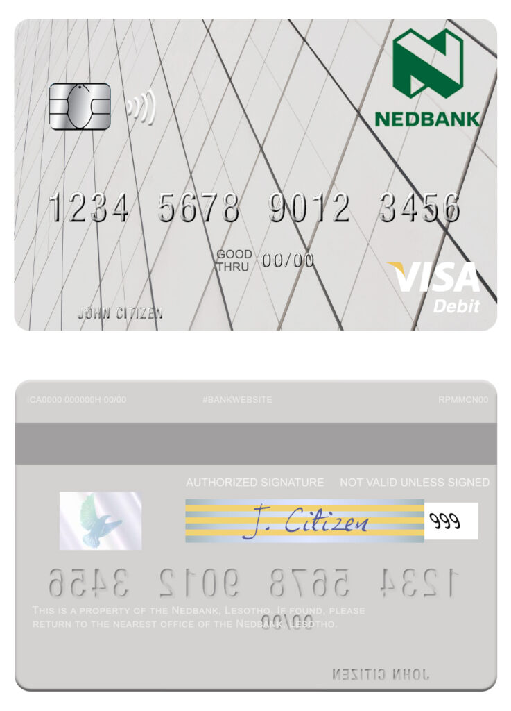 Fillable Lesotho Nedbank visa card Templates | Layer-Based PSD