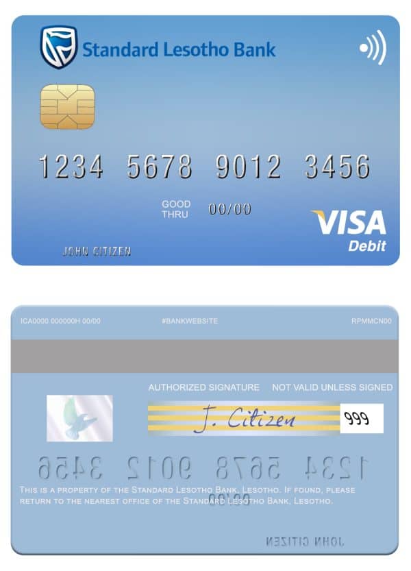 Fillable Lesotho Standard Bank visa card Templates | Layer-Based PSD