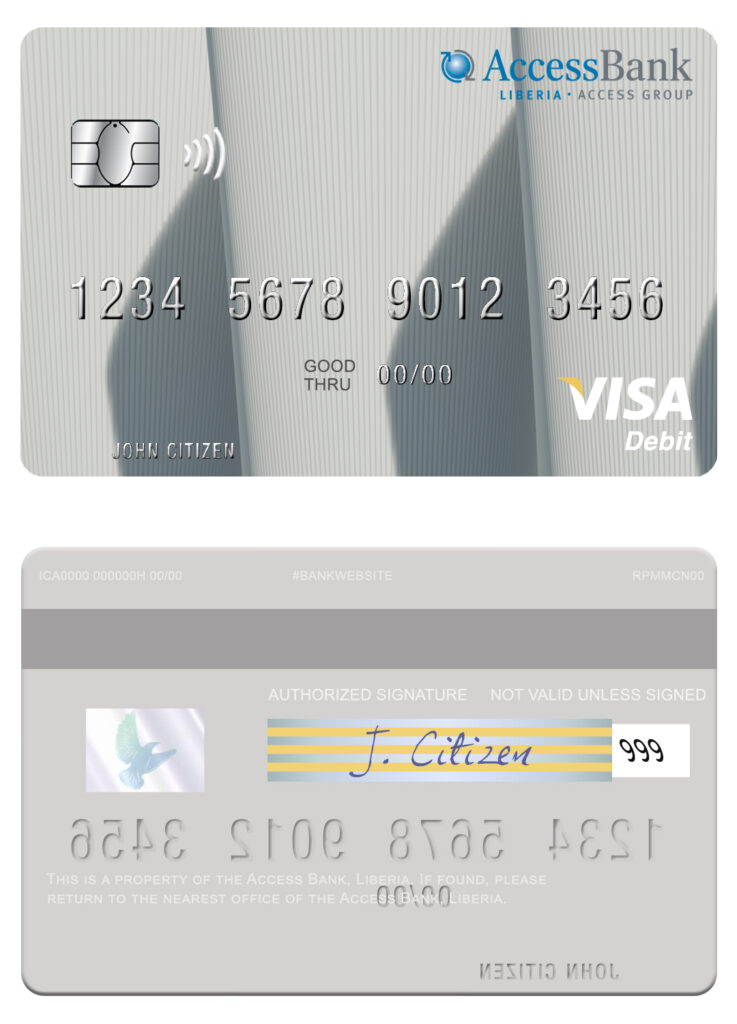 Fillable Liberia Access Bank visa card Templates | Layer-Based PSD