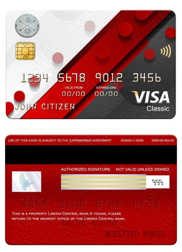 Fillable Liberia Central bank visa classic card Templates | Layer-Based PSD