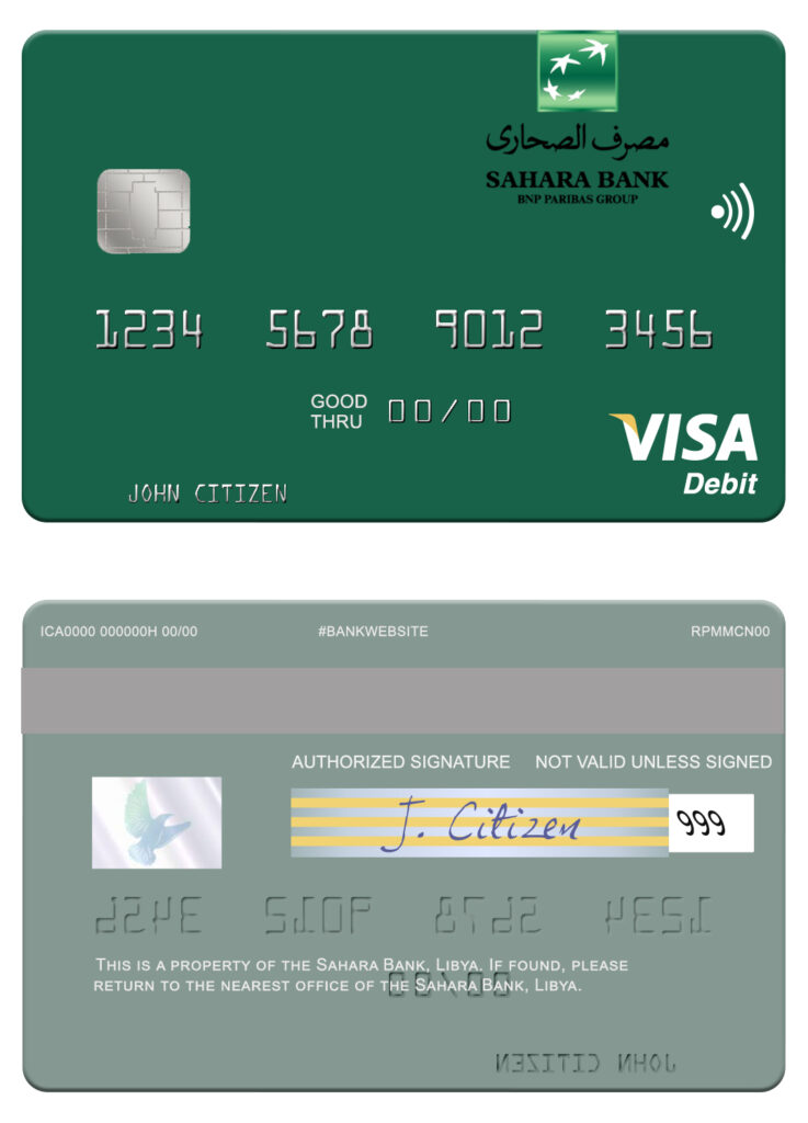 Fillable Libya Sahara Bank visa card Templates | Layer-Based PSD