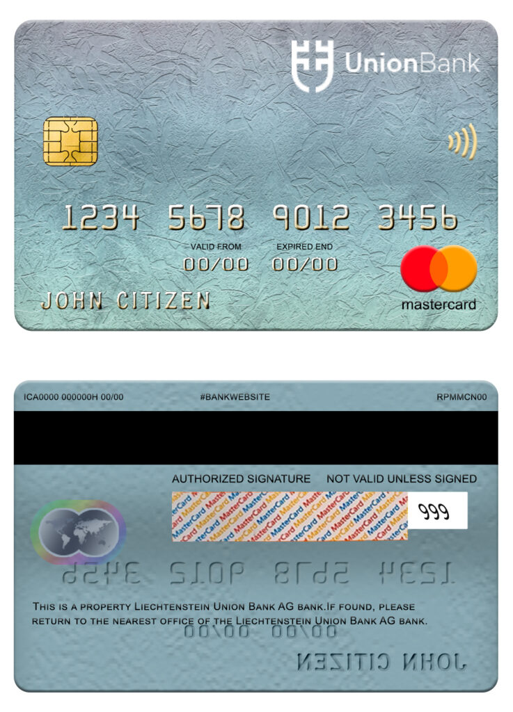Fillable Liechtenstein Union bank mastercard Templates | Layer-Based PSD