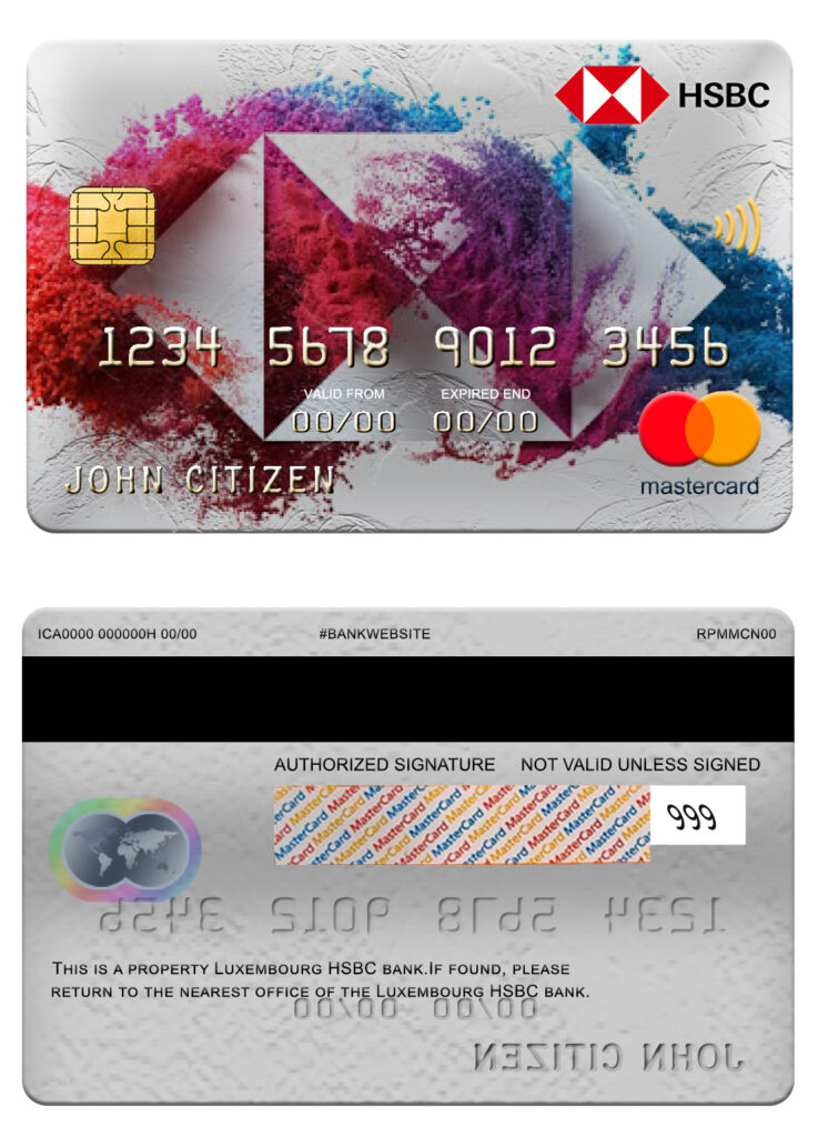 Fillable Luxembourg HSBC bank mastercard Templates | Layer-Based PSD