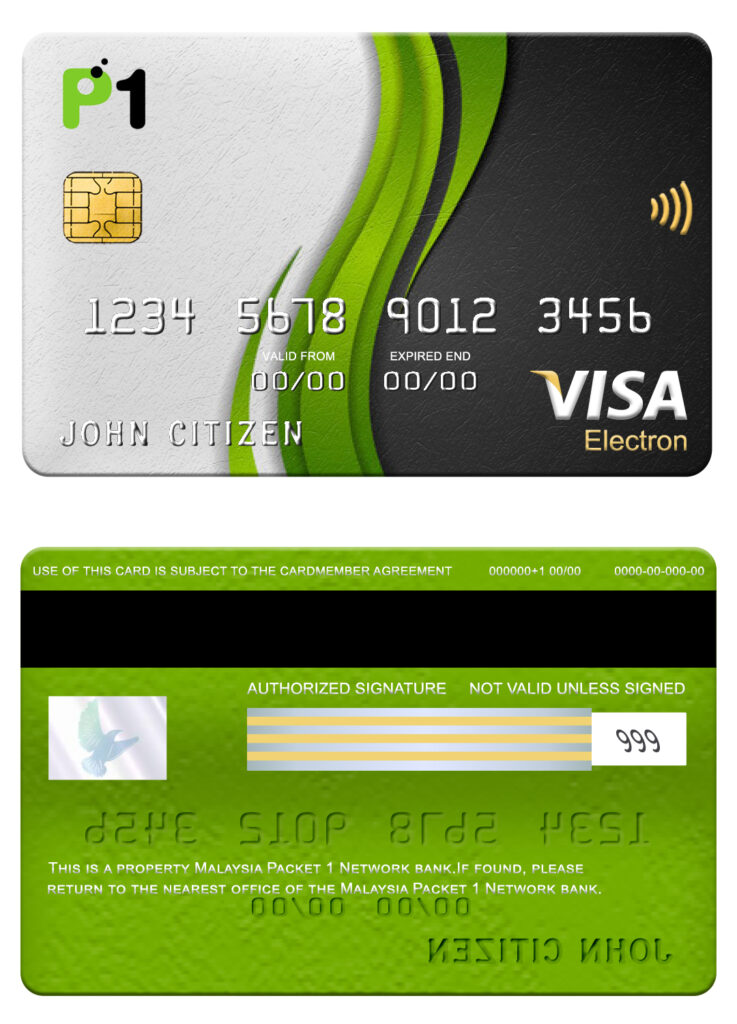 Editable Malaysia Packet 1 Network bank visa electron card Templates in PSD Format