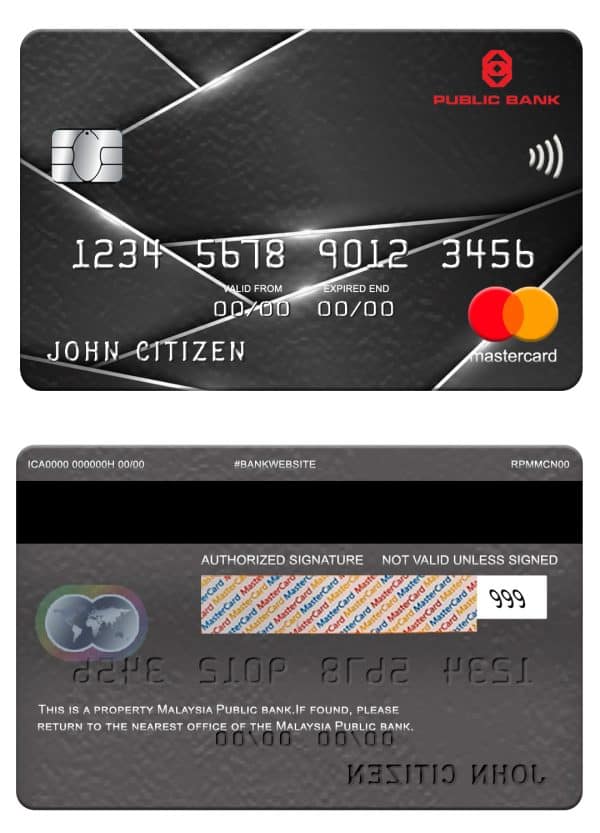 Fillable Malaysia Public bank mastercard Templates | Layer-Based PSD