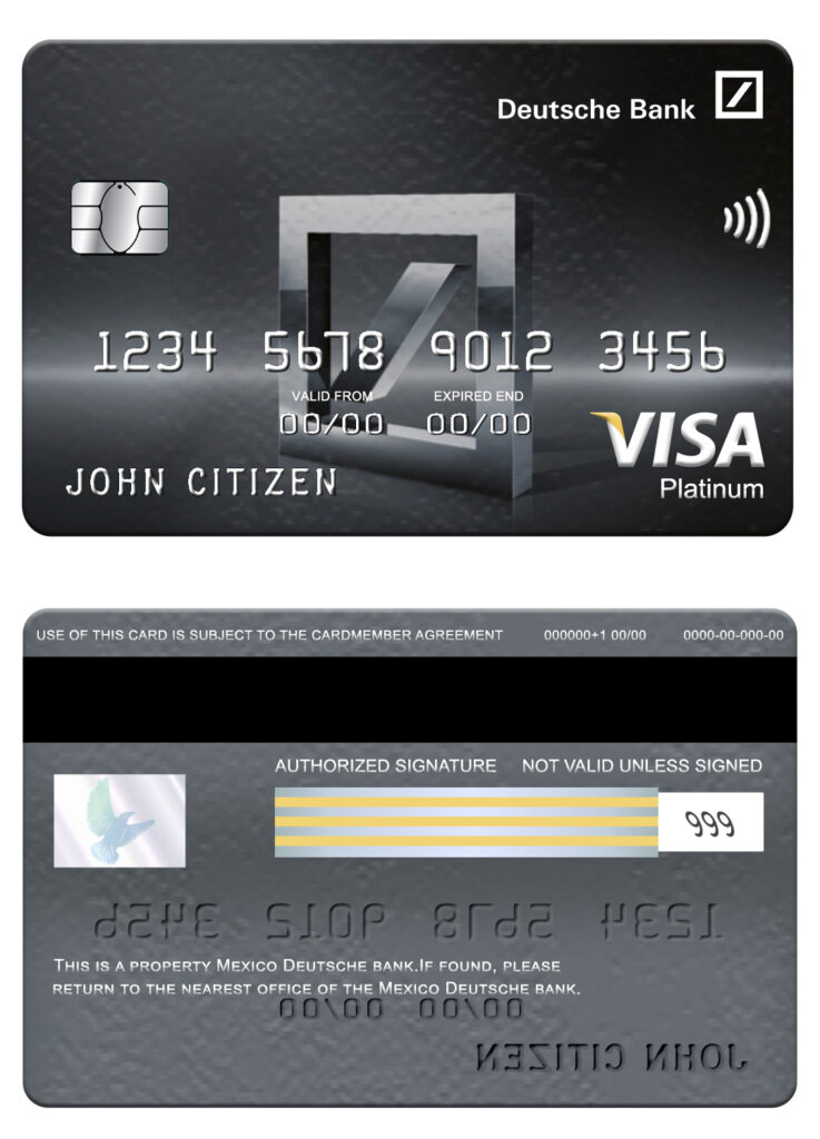 Fillable Mexico Deutsche bank visa platinum card Templates
