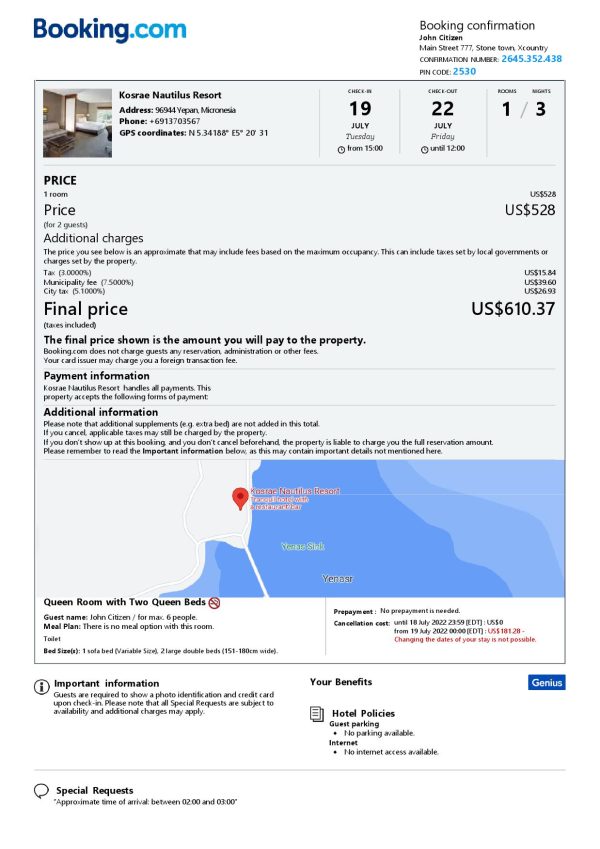 Customizable Micronesia Airbnb Reservation Template | Word & PDF Formats