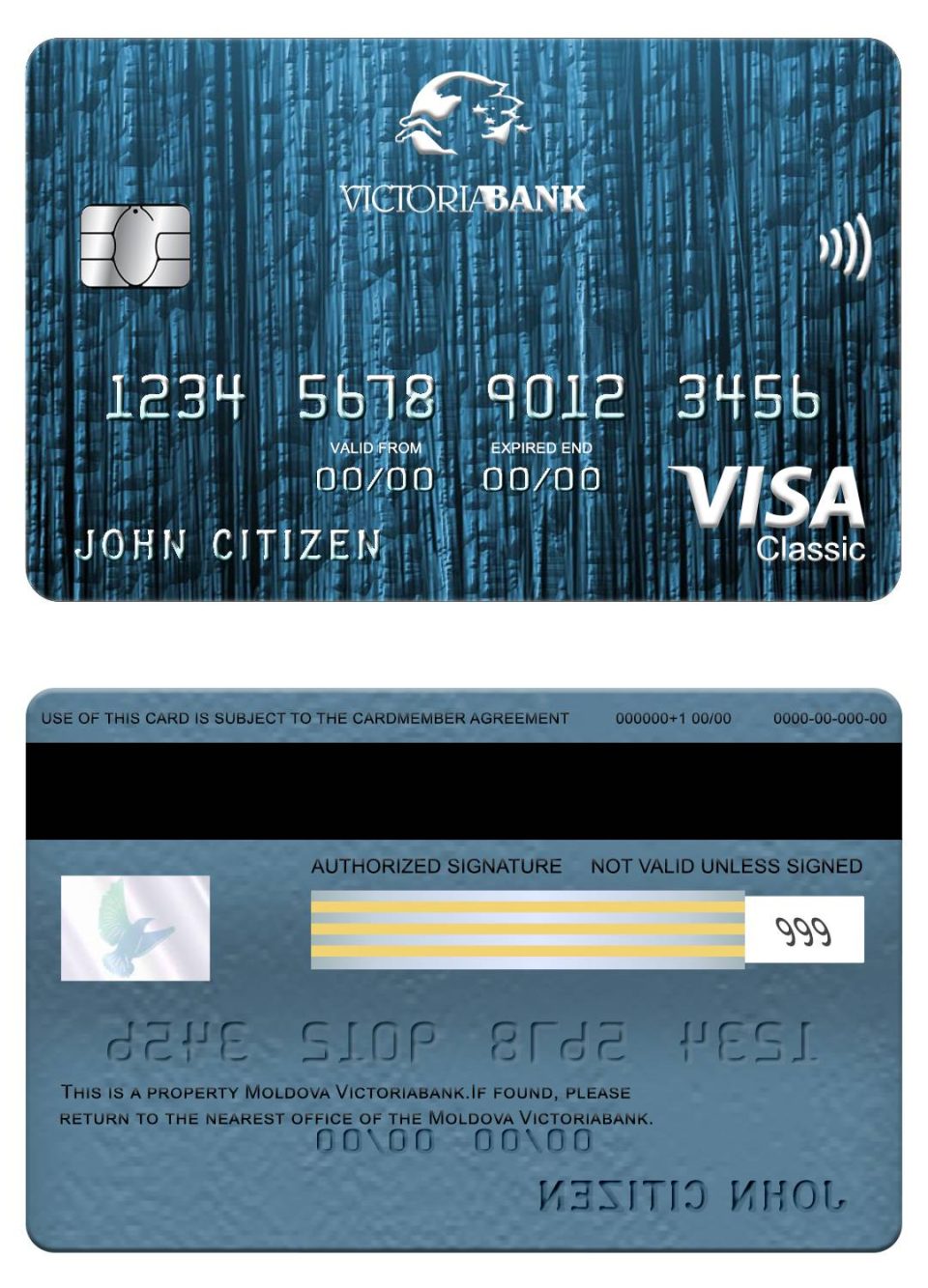 Fillable Moldova Victoriabank visa classic card Templates | Layer-Based PSD