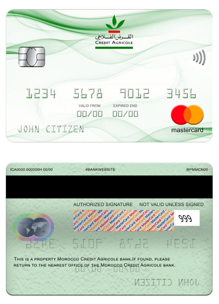 Fillable Morocco Credit Agricole bank mastercard Templates