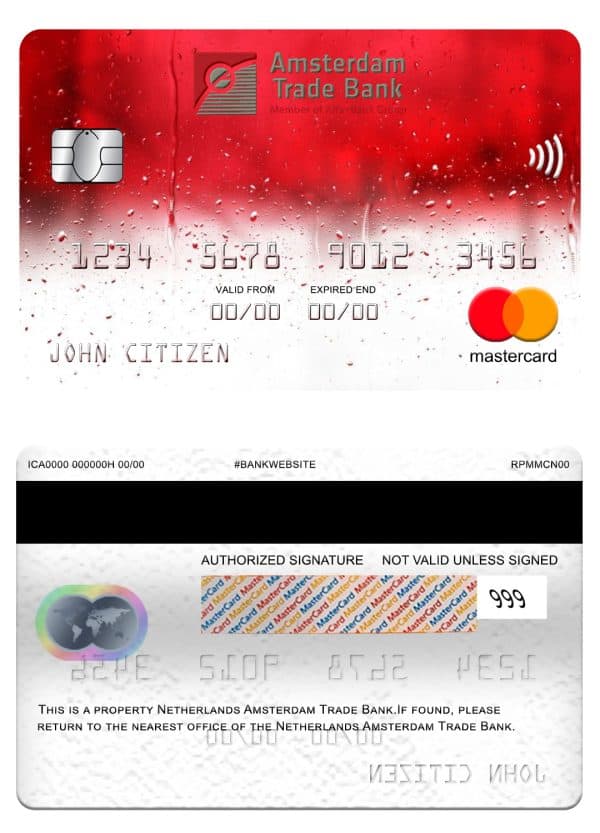 Editable Andorra Morabank mastercard Templates in PSD Format