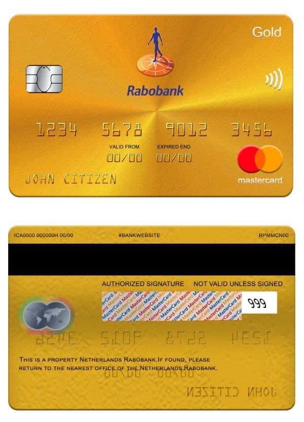 Fillable Netherlands Rabobank mastercard gold Templates | Layer-Based PSD