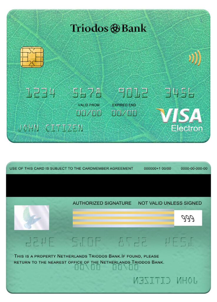 Editable Netherlands Triodos bank visa electron card Templates in PSD Format