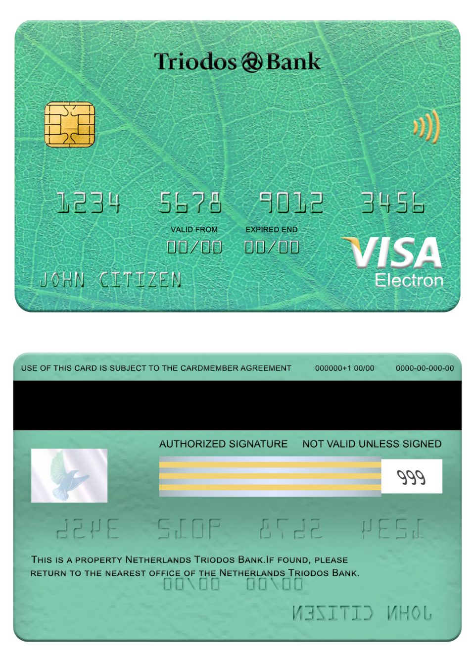 Editable Netherlands Triodos bank visa electron card Templates in PSD Format