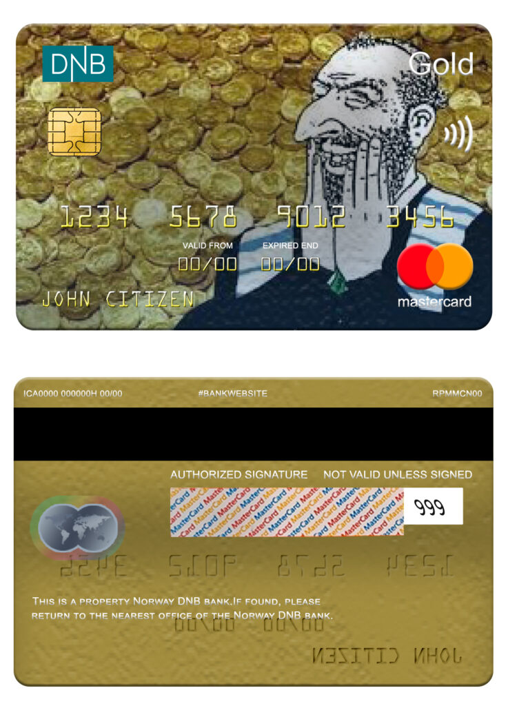 Editable Norway DNB bank mastercard gold Templates in PSD Format