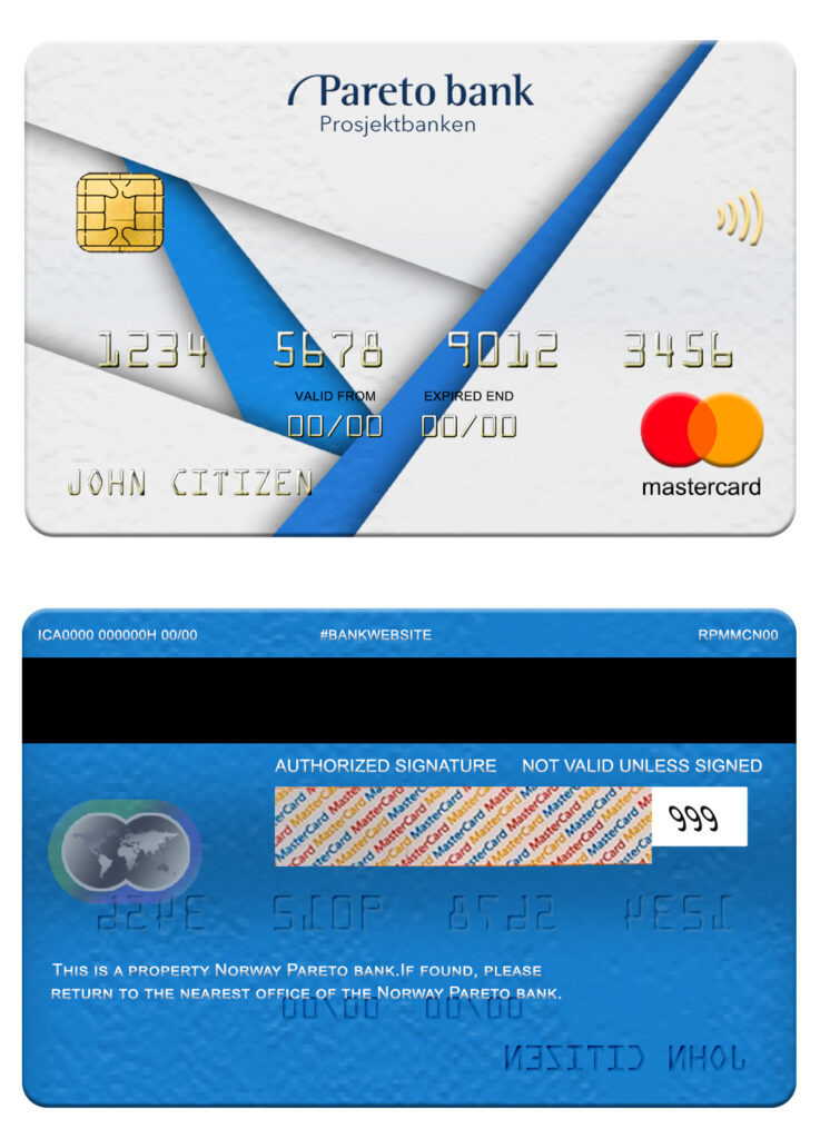 Fillable Norway Pareto bank mastercard Templates | Layer-Based PSD