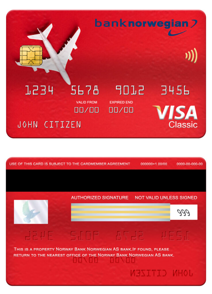 Fillable Norway bank Norwegian AS bank visa classic card Templates | Layer-Based PSD