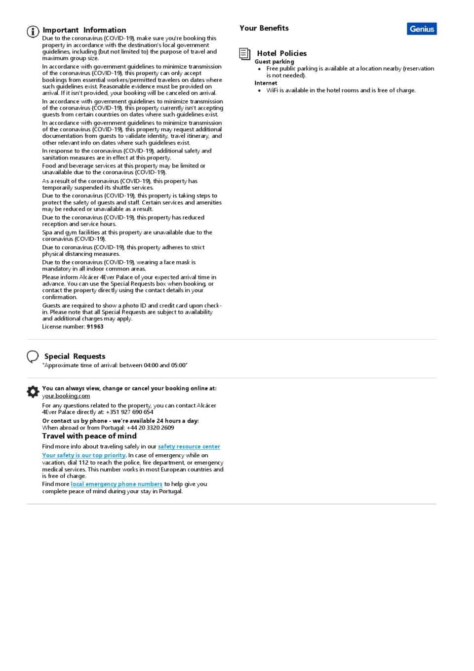 Editable Portugal Hotel Booking Form Template | Fillable PDF