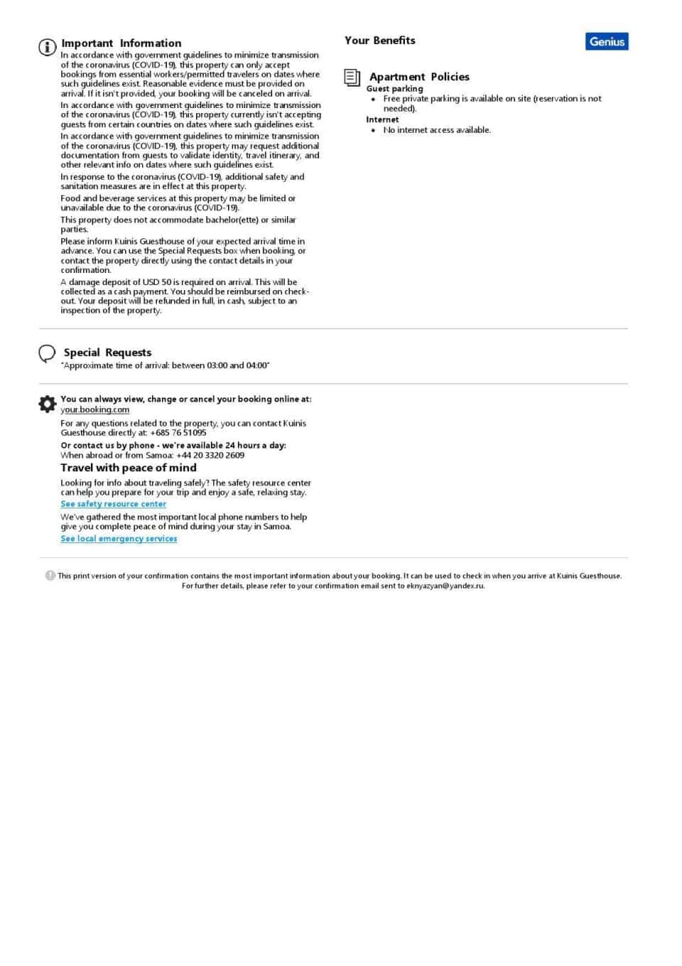 Customizable Samoa Airbnb Reservation Template | Word & PDF Formats