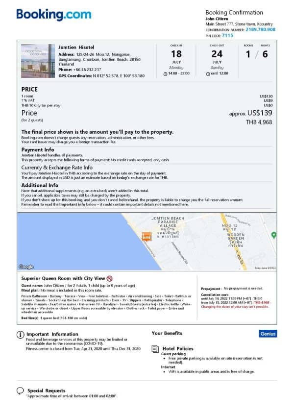 Customizable Thailand Airbnb Reservation Template | Word & PDF Formats