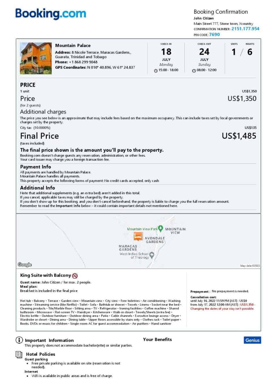 Customizable Trinidad and Tobago Airbnb Reservation Template | Word & PDF Formats