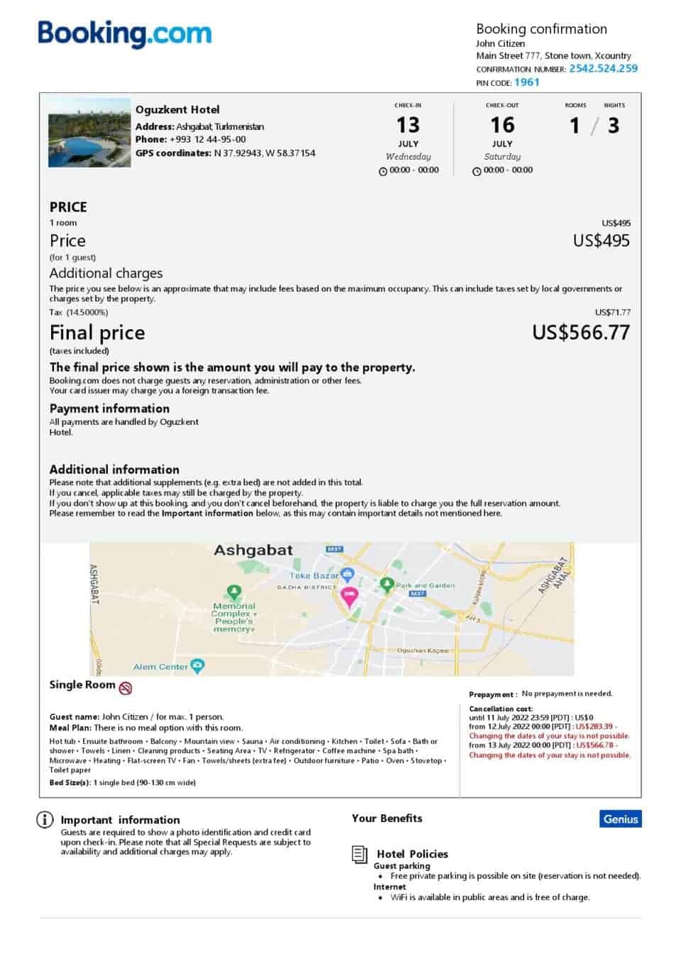Customizable Turkmenistan Airbnb Reservation Template | Word & PDF Formats