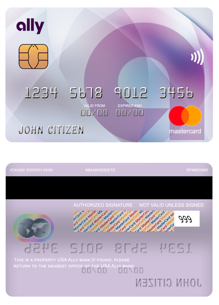 Fillable USA Ally bank mastercard Templates | Layer-Based PSD